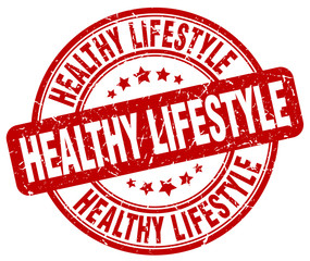 healthy lifestyle red grunge round vintage rubber stamp