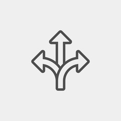 Branching arrow flat vector icon. Arrow triple flat vector icon