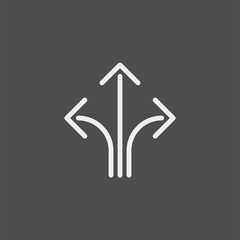 Branching arrow flat vector icon. Arrow triple flat vector icon