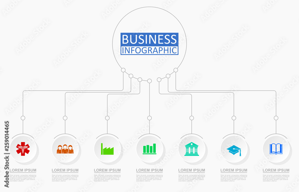 Aufkleber Infographic vector template for presentation, chart, diagram, graph, business and education concept with 7 options