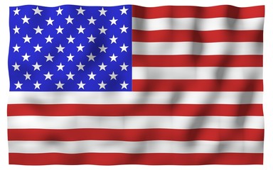 Naklejka premium Waving flag of the United States of America. Stars and Stripes. State symbol of the USA. 3D illustration