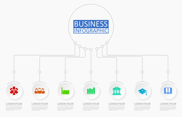 Infographic vector template for presentation, chart, diagram, graph, business and education concept with 7 options