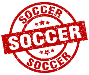 soccer round red grunge stamp