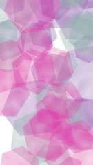 Multicolored translucent hexagons on white background