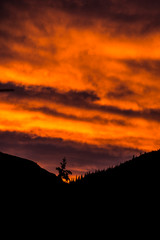 Orange clouds at sunset in Denali National Park.