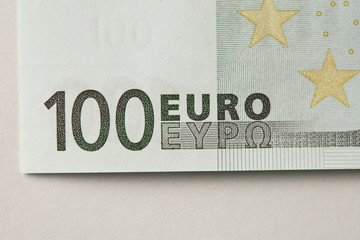 100 Euro, banknotes of the single European currency. Money background