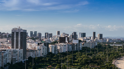 Fototapeta na wymiar High perspective of Aterro do Flamengo and financial downtown district in Rio de Janeiro, Brazil