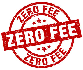 zero fee round red grunge stamp