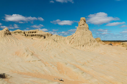 White sand formation in Mungo National Park at Willandra lakes area. Australia.
