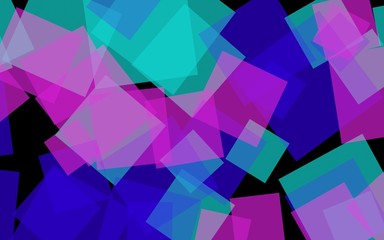 Obraz premium Multicolored translucent squares on dark background. 3D illustration