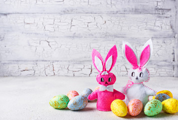 Easter background with handmade bunny