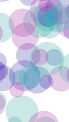 Multicolored translucent circles on a white background. Pink tones. 3D illustration