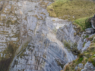 Nervión River canyon and the Nervión waterfall on a sunny day. Border in the Basque Country and Castilla y Leon