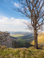 Nervión River canyon and the Nervión waterfall on a sunny day. Border in the Basque Country and Castilla y Leon
