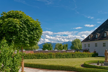 Bavaria, Germany - monastery courtyard at Lake Chiemsee.