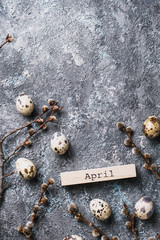 Easter background with quail eggs