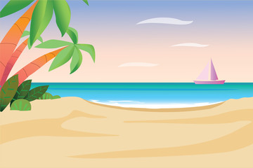 Fototapeta na wymiar Sea panorama, Tropical beach vector background