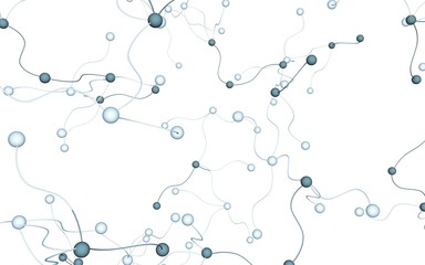 Neural network. Social network. Futuristic dna, deoxyribonucleic acid. Abstract molecule, cell illustration, mycelium. Light background. 3D illustration