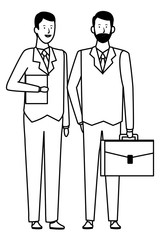 businessmen avatar cartoon character black and white