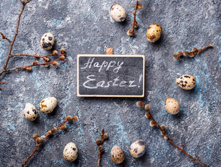 Easter background with quail eggs