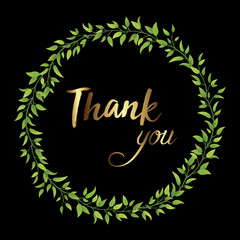 Vector black illustration. Botanical wreath of green branches and leaves. Spring mood. Wedding design elements. Perfect for invitations, greeting cards, prints, posters, packing 