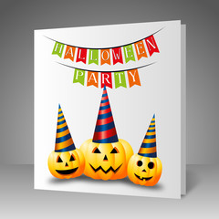 Halloween party paper invitation with pumpkins