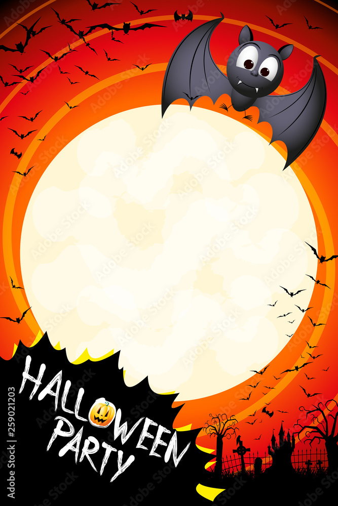 Wall mural halloween party poster template - with copy space