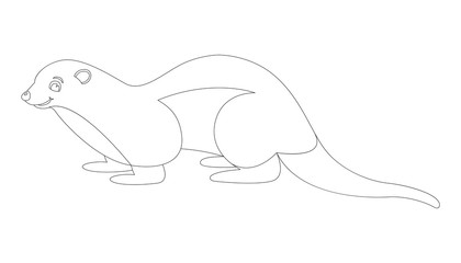 cartoon otter, vector illustration, lining drawe,profile