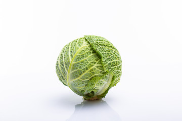 Fototapeta premium Green cabbage on white background