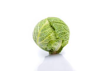 Green cabbage on white background