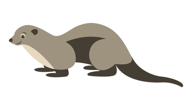 cartoon otter, vector illustration,flat style,profile