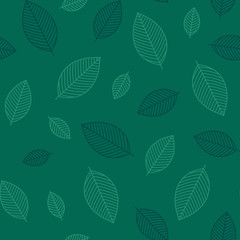 Leaves Outline Pattern Vector Seamless Background