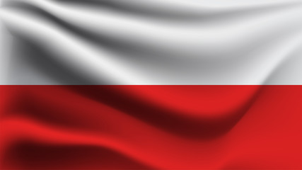 Poland flag waving with the wind, 3D illustration