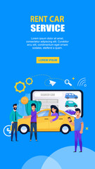 Rent Car Service Company. Flat Mobile Landing Page