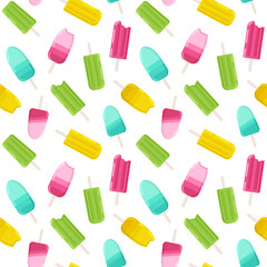 Seamless vector pattern with bright ice creams.