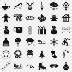 Naklejka premium Winter weather icons set. Simple style of 36 winter weather vector icons for web for any design