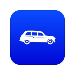 Retro car icon digital blue for any design isolated on white vector illustration