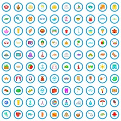 100 outdoor rest icons set in cartoon style for any design vector illustration