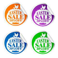 Easter sale stickers 10,20,30,40 with chicken colorful