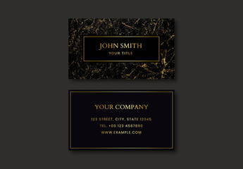 Business Card Layout  with Gold Elements