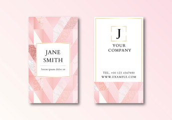 Business Card Layout  with Pink Elements