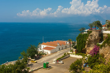 Beautiful view from high point on antalya seashore
