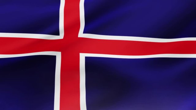 Iceland flag waving in wind video footage  Realistic Iceland Flag background. Iceland Flag Looping Closeup