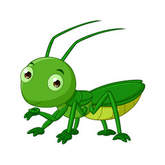 Cartoon cute grasshopper isolated on white background-vector art