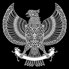 tribal bird tattoo motif dayak indonesia- vector art