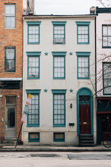 Fototapeta na wymiar Row house in Ridgely's Delight, Baltimore, Maryland