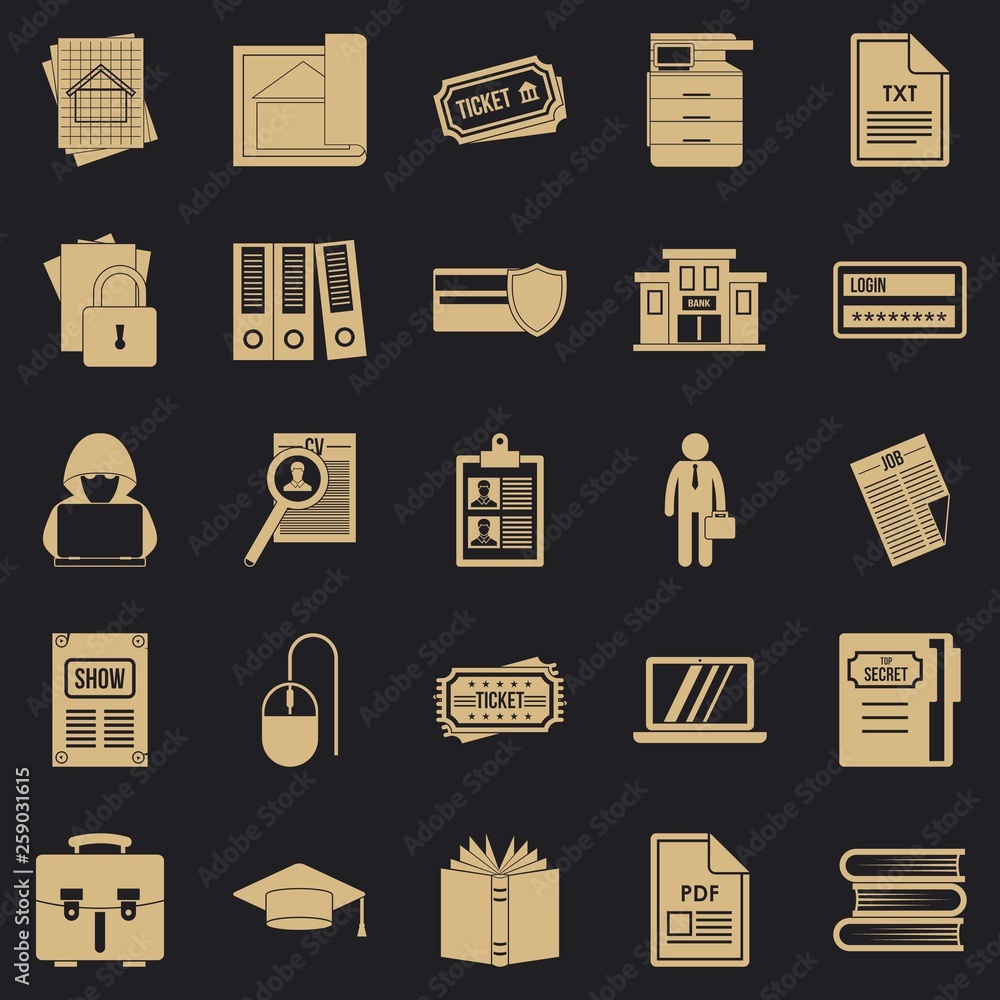 Aufkleber writing icons set. simple set of 25 writing vector icons for web for any design