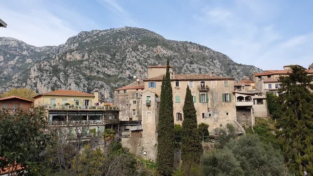 The Perched Coastal Old Village Of Gorbio Near Menton On The French Riviera, Alpes-Maritimes, Cote d'Azur, PACA, France, Europe - 4K Resolution