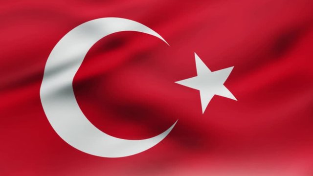 Turkey flag waving in wind video footage  Realistic Turk Flag background. Turkish Flag Looping Closeup