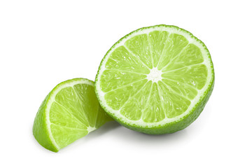 half lime isolated on white background closeup